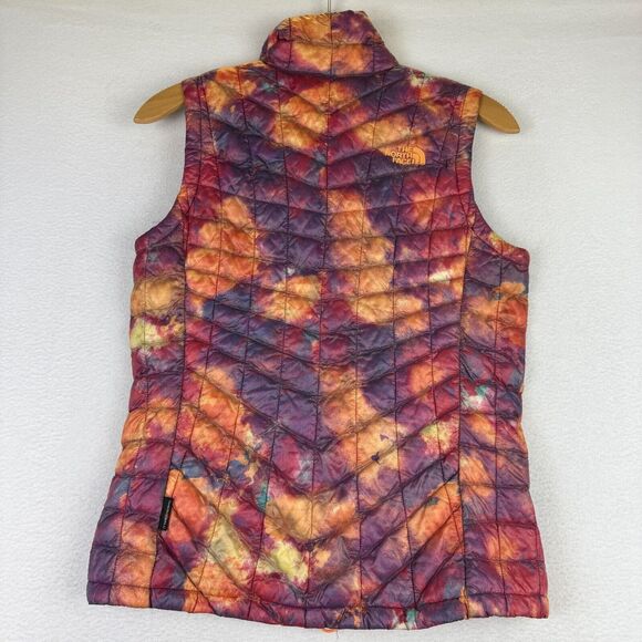 The North Face Women’s Thermoball Vest Rare Print Orange Purple Small Watercolor - Picture 9 of 11